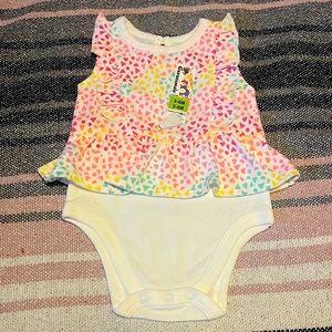 Garanimals rainbow hearts Ruffle peplum bodysuit onesie